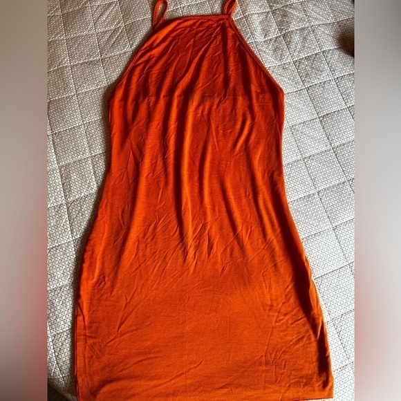 Pretty Little Thing | 90’s Neck Line‎ | Bodycon | Dreamsicle Orange | Size 8 - Picture 3 of 7